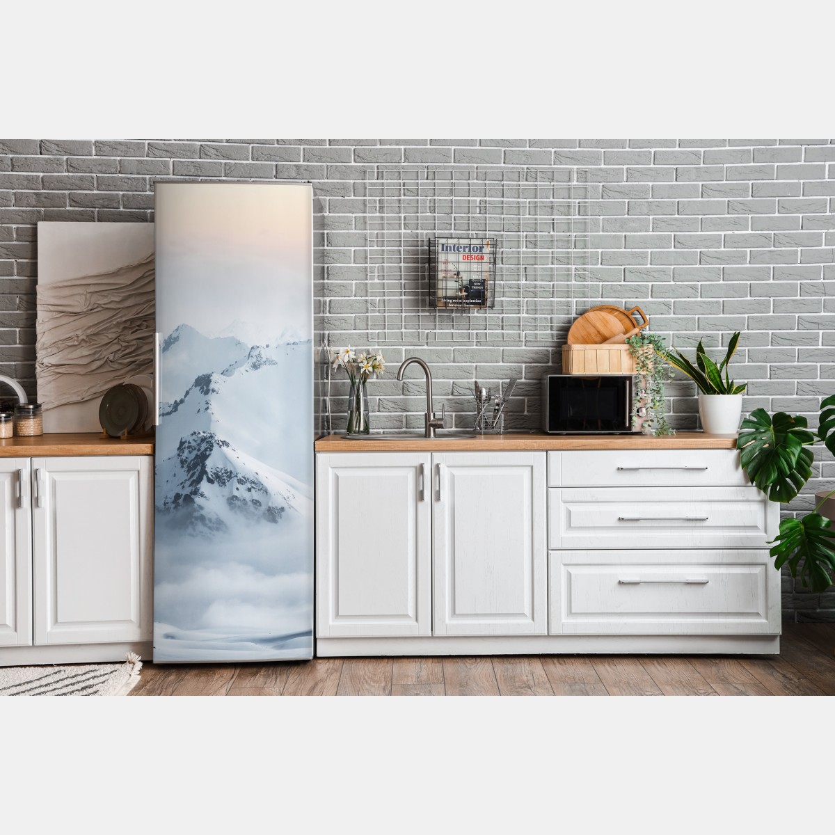 Naklejka na lodówkę śnieżne szczyty Kaukazu o świcie – Wallissimo® Naklejka na lodówkę śnieżne szczyty Kaukazu o świcie – Wallissimo®