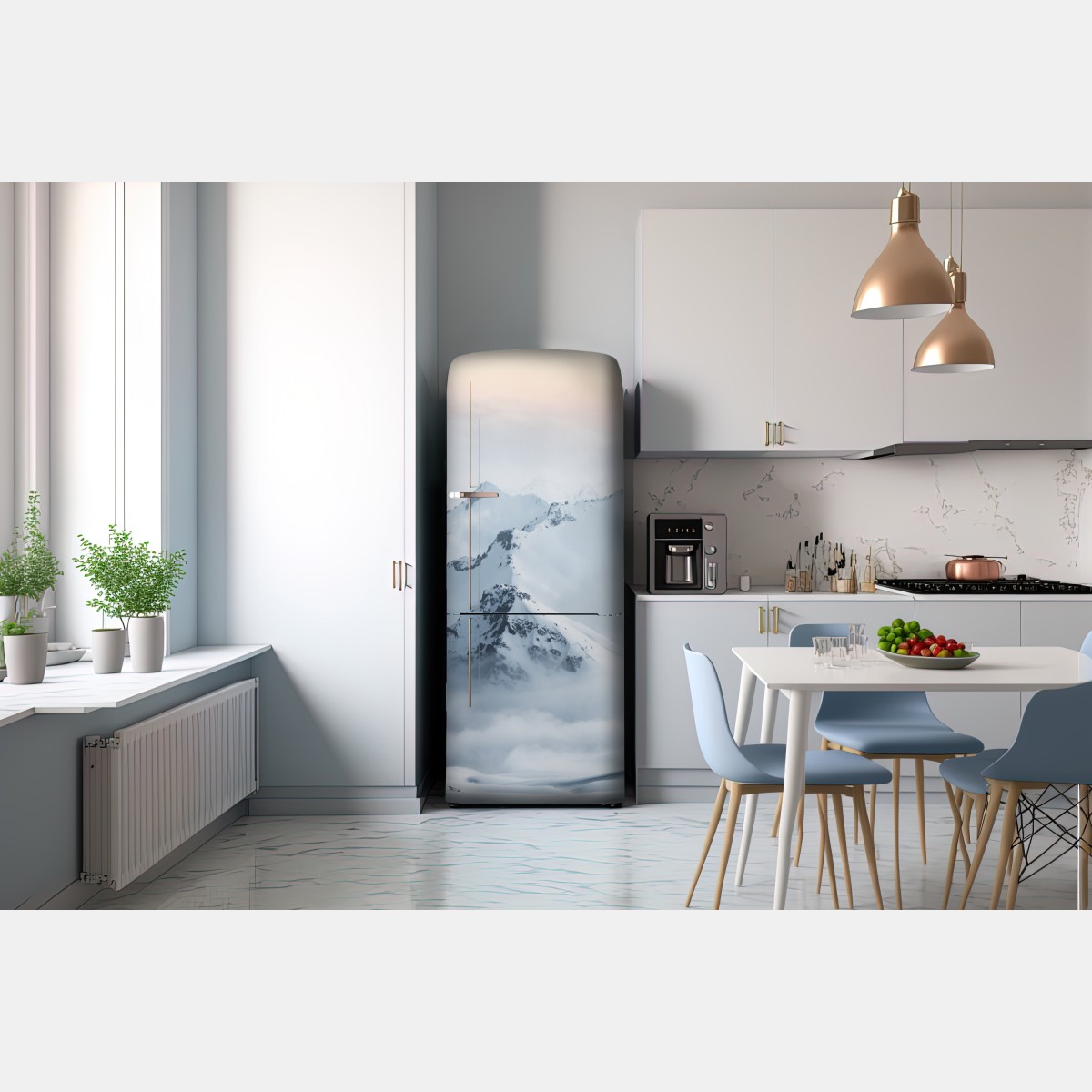 Naklejka na lodówkę śnieżne szczyty Kaukazu o świcie – Wallissimo® Naklejka na lodówkę śnieżne szczyty Kaukazu o świcie – Wallissimo®