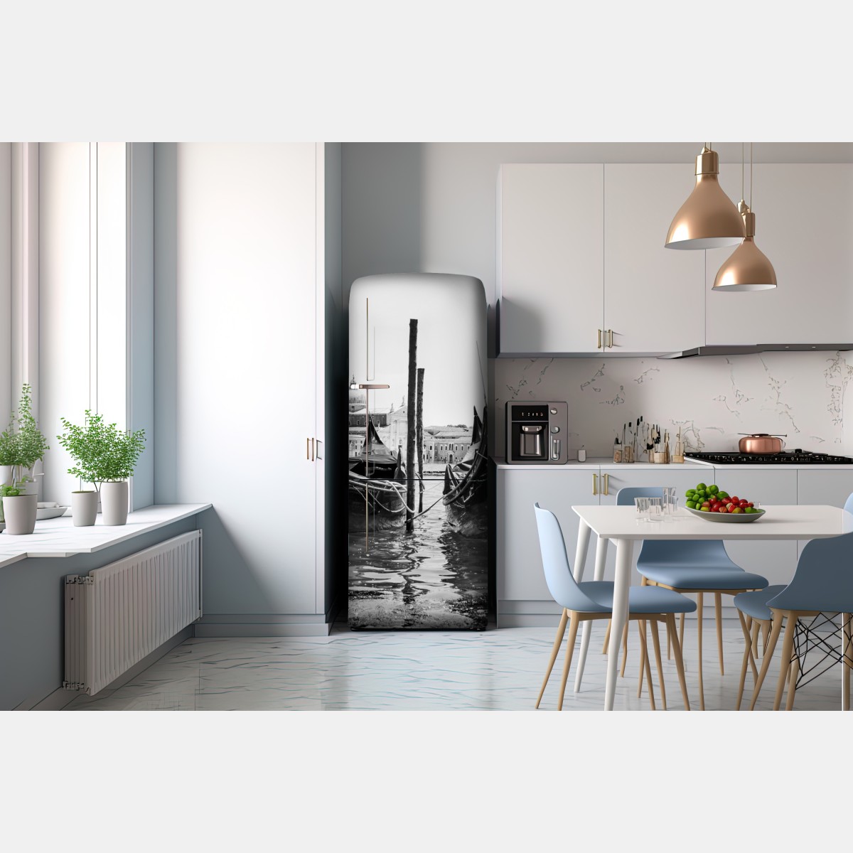 Naklejka na lodówkę gondole przy kei w Wenecji – Wallissimo® Naklejka na lodówkę gondole przy kei w Wenecji – Wallissimo®