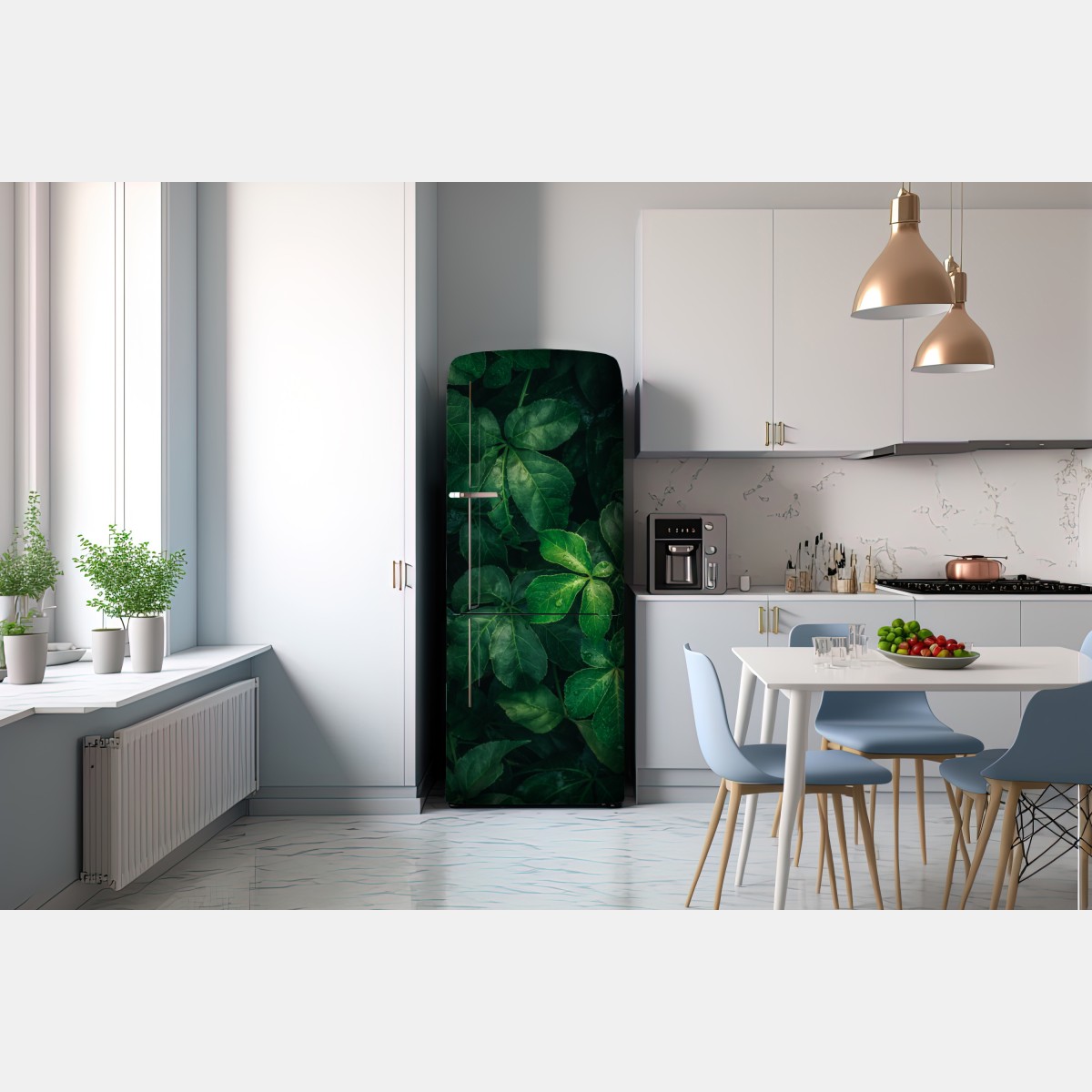 Naklejka na lodówkę bujne tropikalne zielone liście – Wallissimo® Naklejka na lodówkę bujne tropikalne zielone liście – Wallissimo®