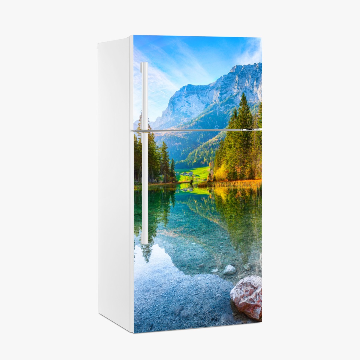 Fridge sticker Hintersee autumn lake reflection at sunset