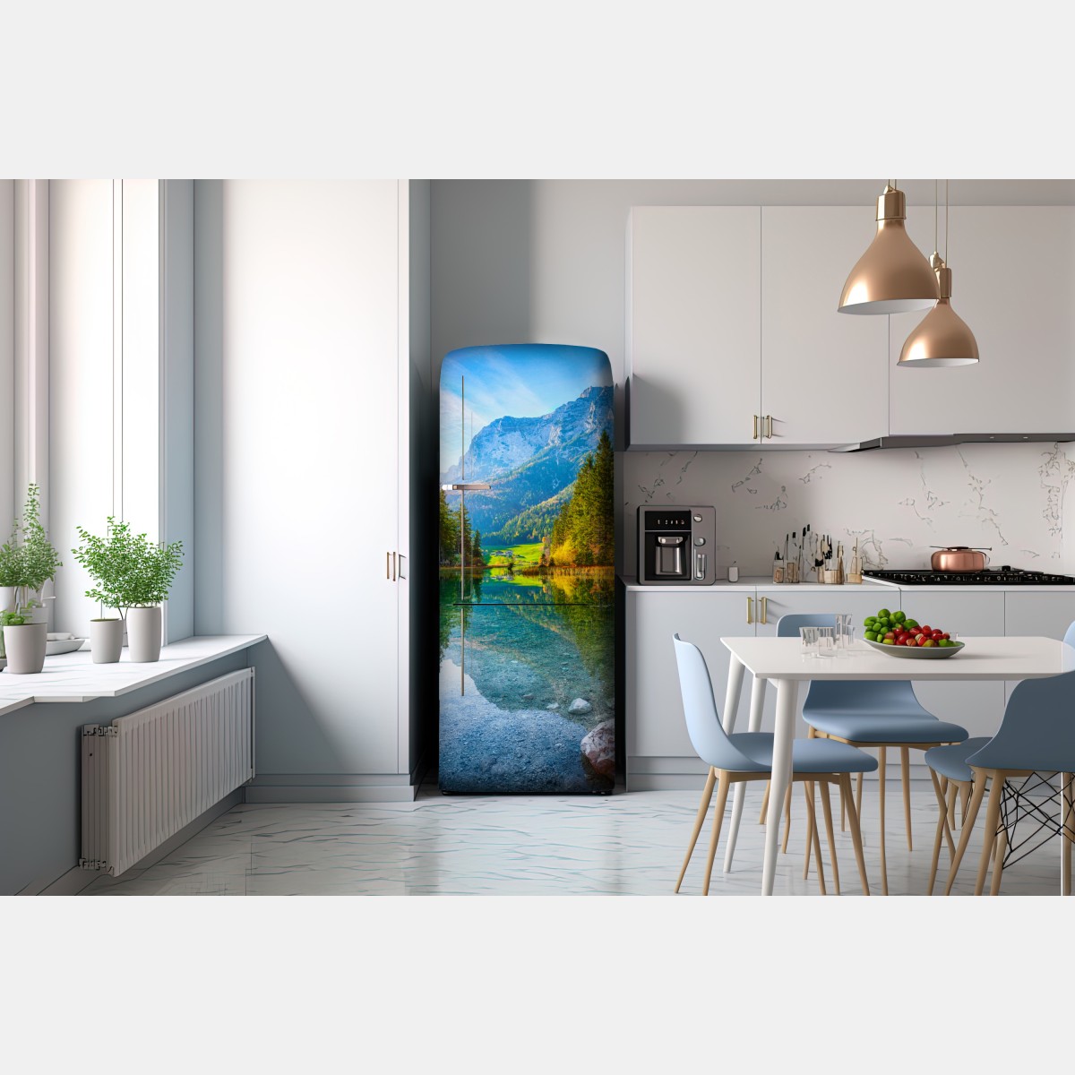 Naklejka na lodówkę jezioro Hintersee jesienny zachód i odbicie – Wallissimo® Naklejka na lodówkę jezioro Hintersee jesienny zachód i odbicie – Wallissimo®