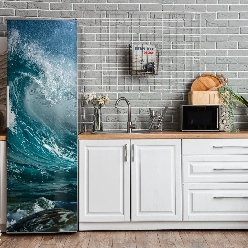 Naklejka na lodówkę złoto-czarny marmurowy wir abstrakcyjny – Wallissimo®