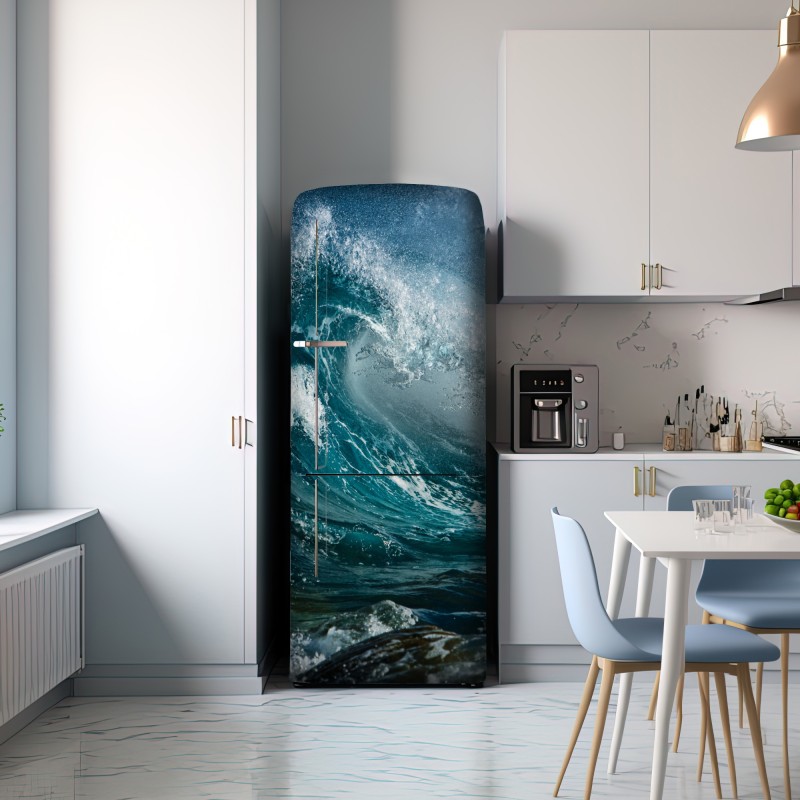 Naklejka na lodówkę turkusowa fala oceanu w ruchu – Wallissimo® Naklejka na lodówkę turkusowa fala oceanu w ruchu – Wallissimo®