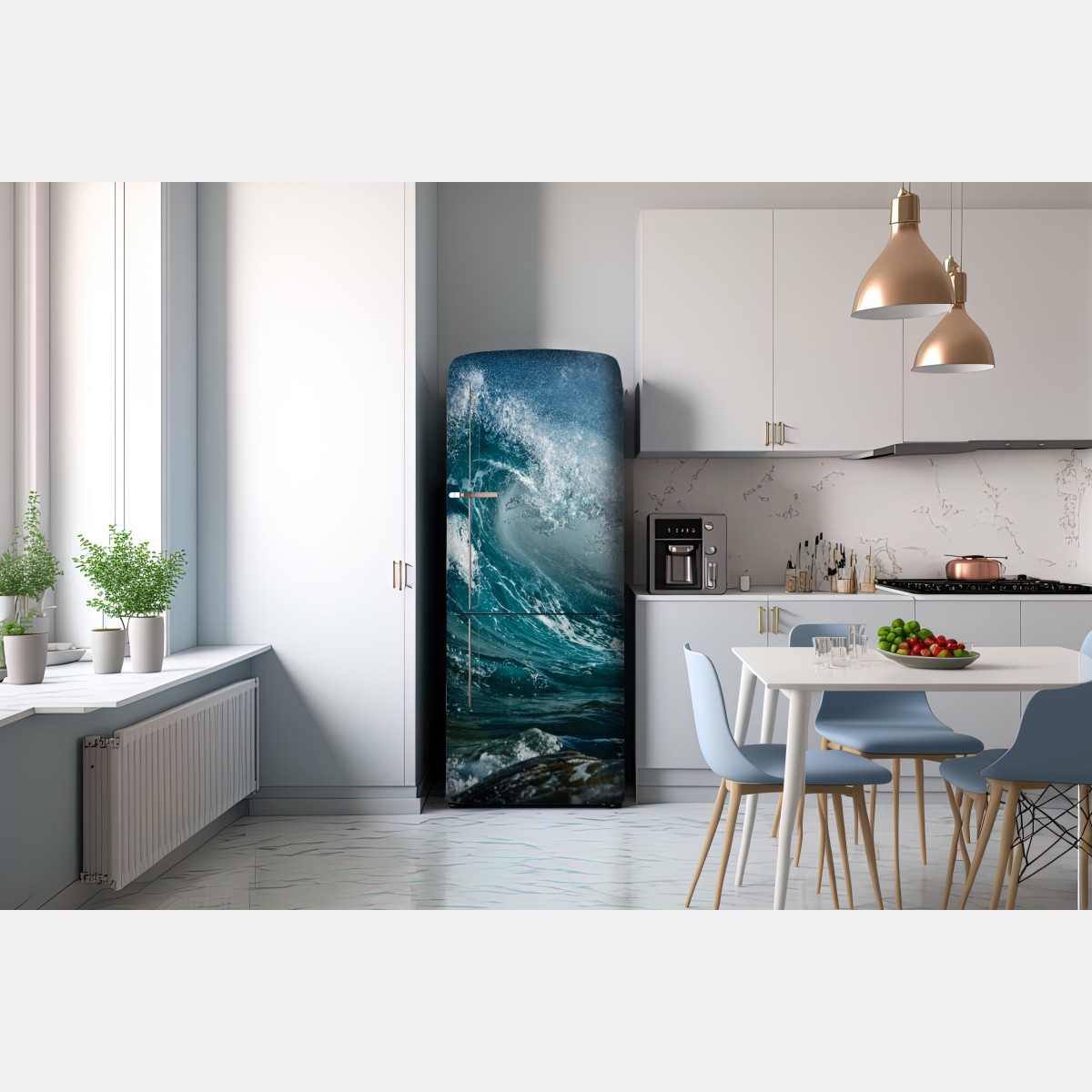 Naklejka na lodówkę turkusowa fala oceanu w ruchu – Wallissimo® Naklejka na lodówkę turkusowa fala oceanu w ruchu – Wallissimo®