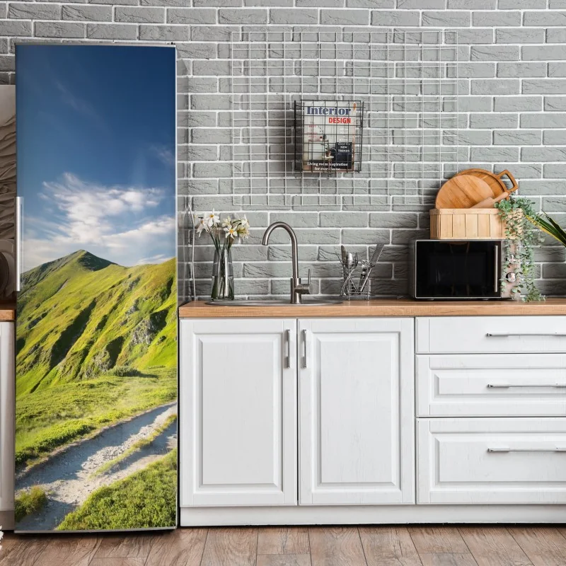 Naklejka na lodówkę różowe akwarelowe kwiaty na czarnym tle – Wallissimo®