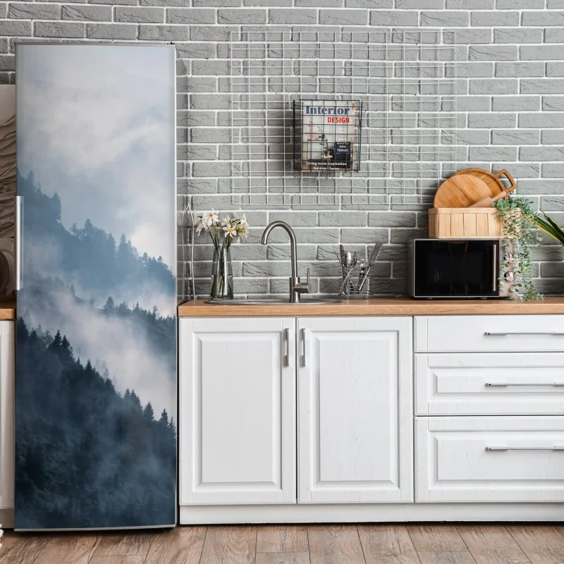 Naklejka na lodówkę mglista górska panorama – Wallissimo® Naklejka na lodówkę mglista górska panorama – Wallissimo®