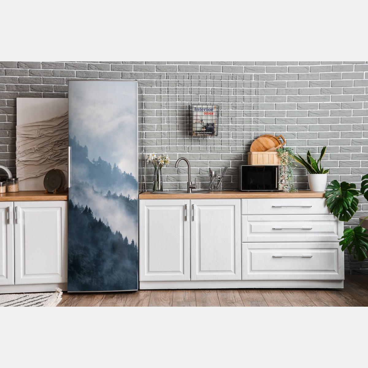 Naklejka na lodówkę mglista górska panorama – Wallissimo® Naklejka na lodówkę mglista górska panorama – Wallissimo®