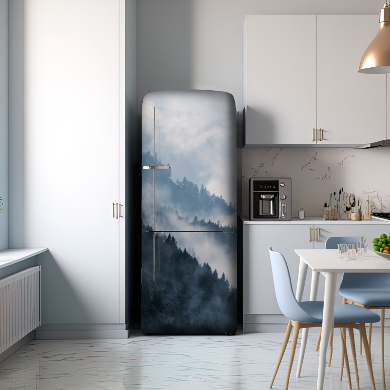 Naklejka na lodówkę mglista górska panorama – Wallissimo® Naklejka na lodówkę mglista górska panorama – Wallissimo®