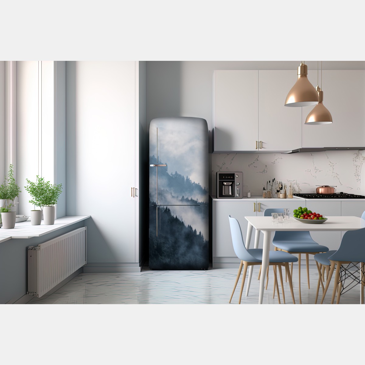 Naklejka na lodówkę mglista górska panorama – Wallissimo® Naklejka na lodówkę mglista górska panorama – Wallissimo®