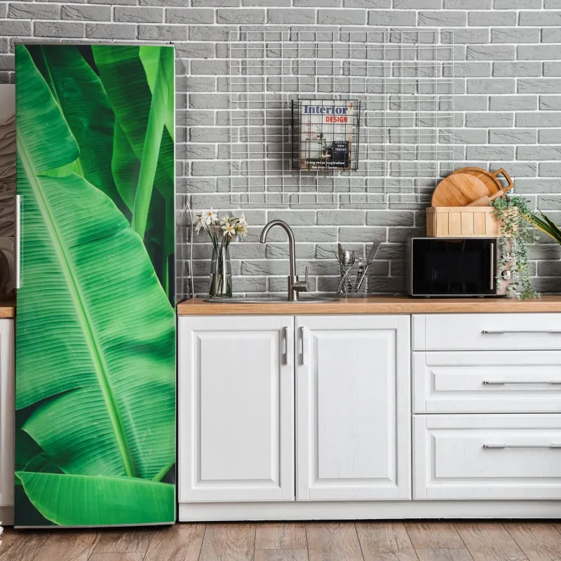 Naklejka na lodówkę tropikalne liście bananowca