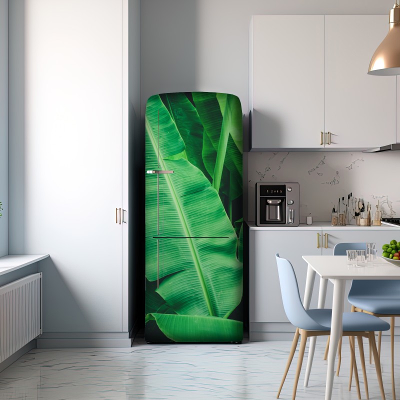 Naklejka na lodówkę tropikalne liście bananowca – Wallissimo® Naklejka na lodówkę tropikalne liście bananowca – Wallissimo®