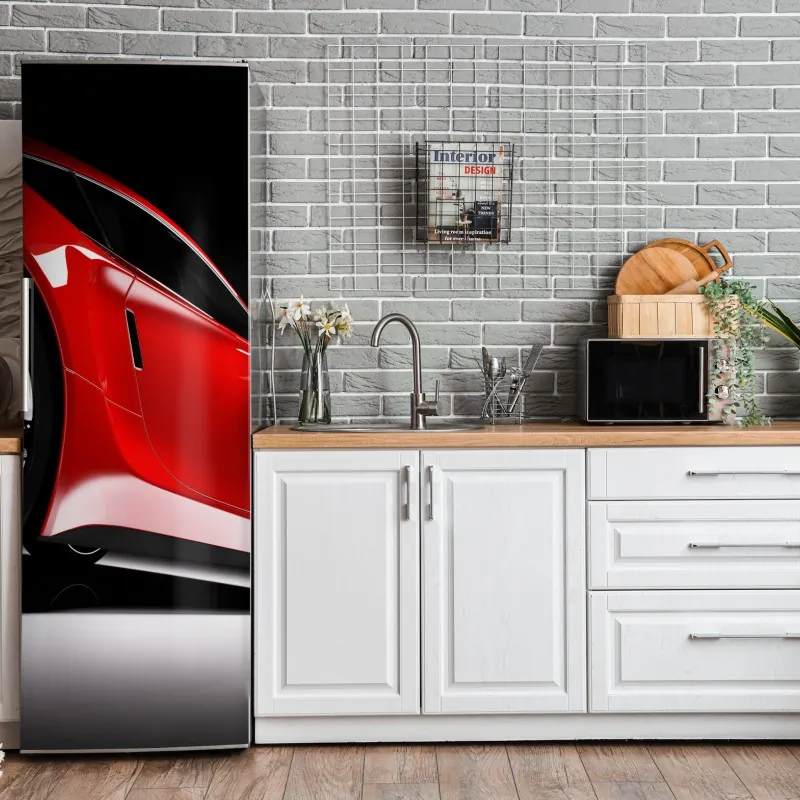 Naklejka na lodówkę elegancki szary wzór damasceński – Wallissimo®