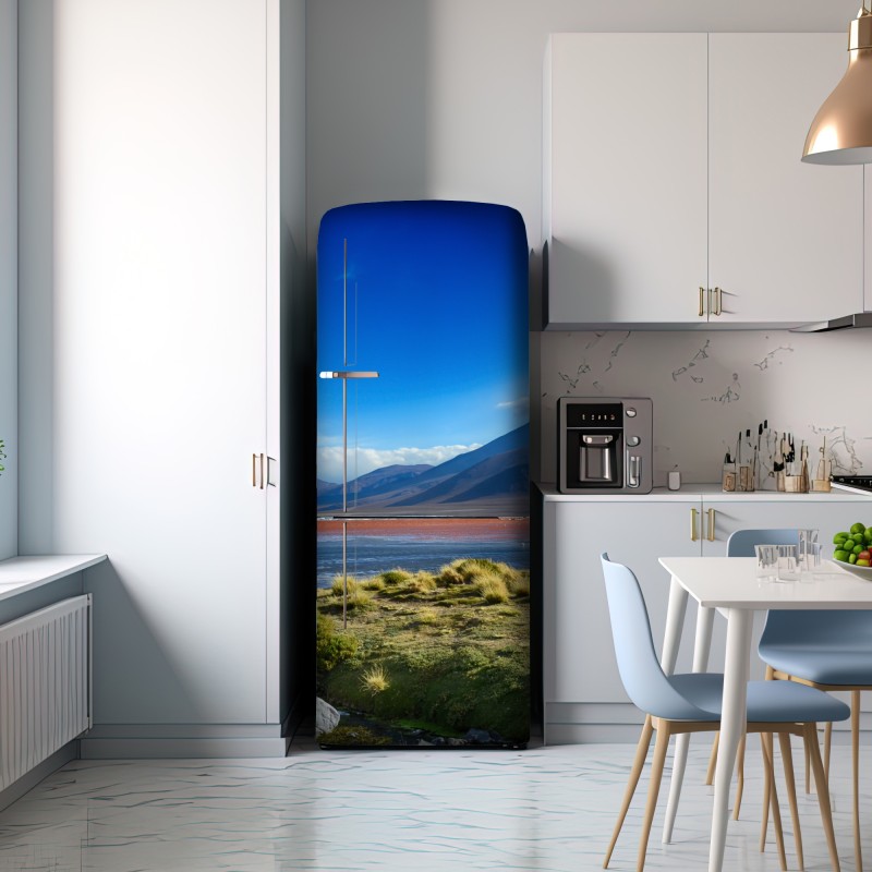 Naklejka na lodówkę spokojna laguna górska – Wallissimo® Naklejka na lodówkę spokojna laguna górska – Wallissimo®