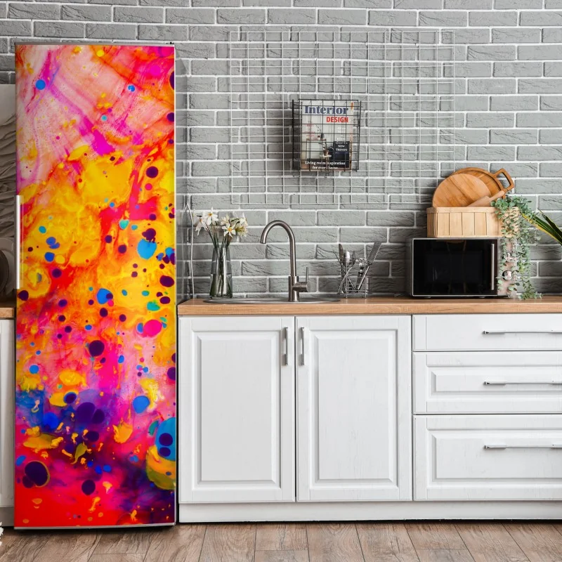 Naklejka na lodówkę tropikalne kolibry i plumeria w akwareli – Wallissimo®