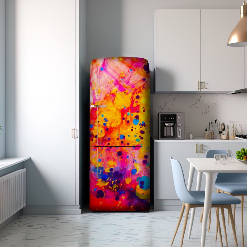 Naklejka na lodówkę marmurkowanie ebru w żywych kolorach – Wallissimo® Naklejka na lodówkę marmurkowanie ebru w żywych kolorach – Wallissimo®
