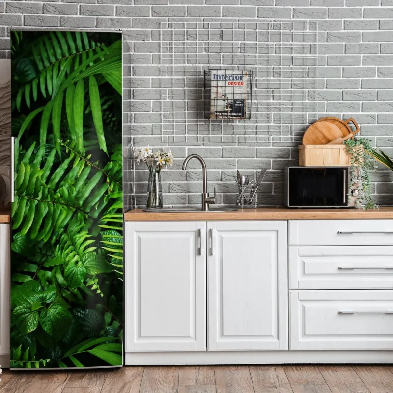 Naklejka na lodówkę luksusowy złoty wzór kwiatowy na granacie – Wallissimo®