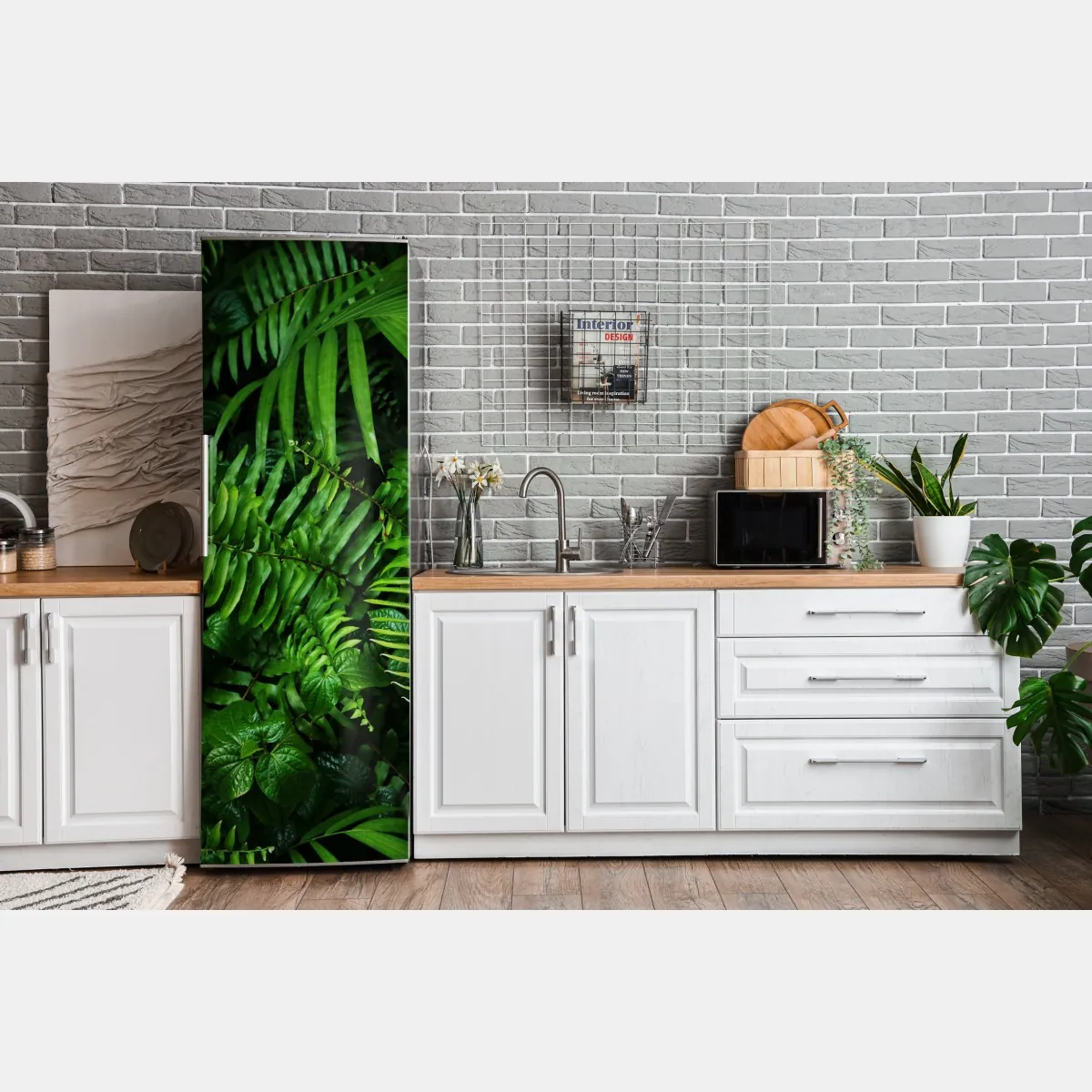 Naklejka na lodówkę bujne tropikalne liście paproci – Wallissimo® Naklejka na lodówkę bujne tropikalne liście paproci – Wallissimo®