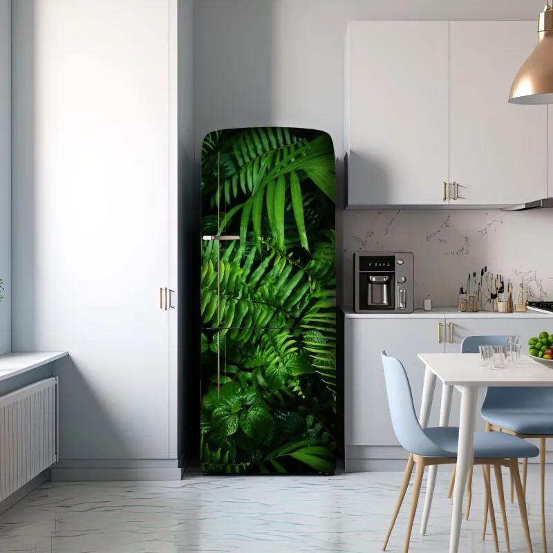 Naklejka na lodówkę bujne tropikalne liście paproci – Wallissimo® Naklejka na lodówkę bujne tropikalne liście paproci – Wallissimo®