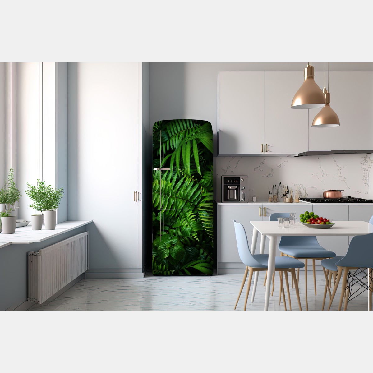 Naklejka na lodówkę bujne tropikalne liście paproci – Wallissimo® Naklejka na lodówkę bujne tropikalne liście paproci – Wallissimo®