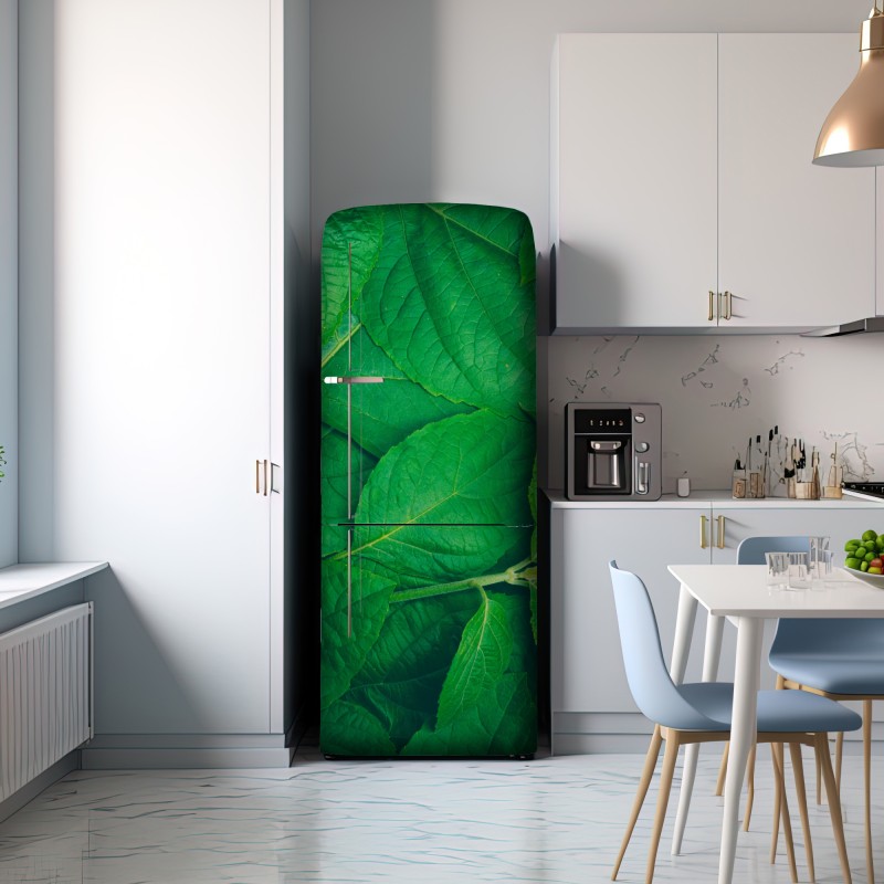 Naklejka na lodówkę soczyste zielone liście – Wallissimo® Naklejka na lodówkę soczyste zielone liście – Wallissimo®