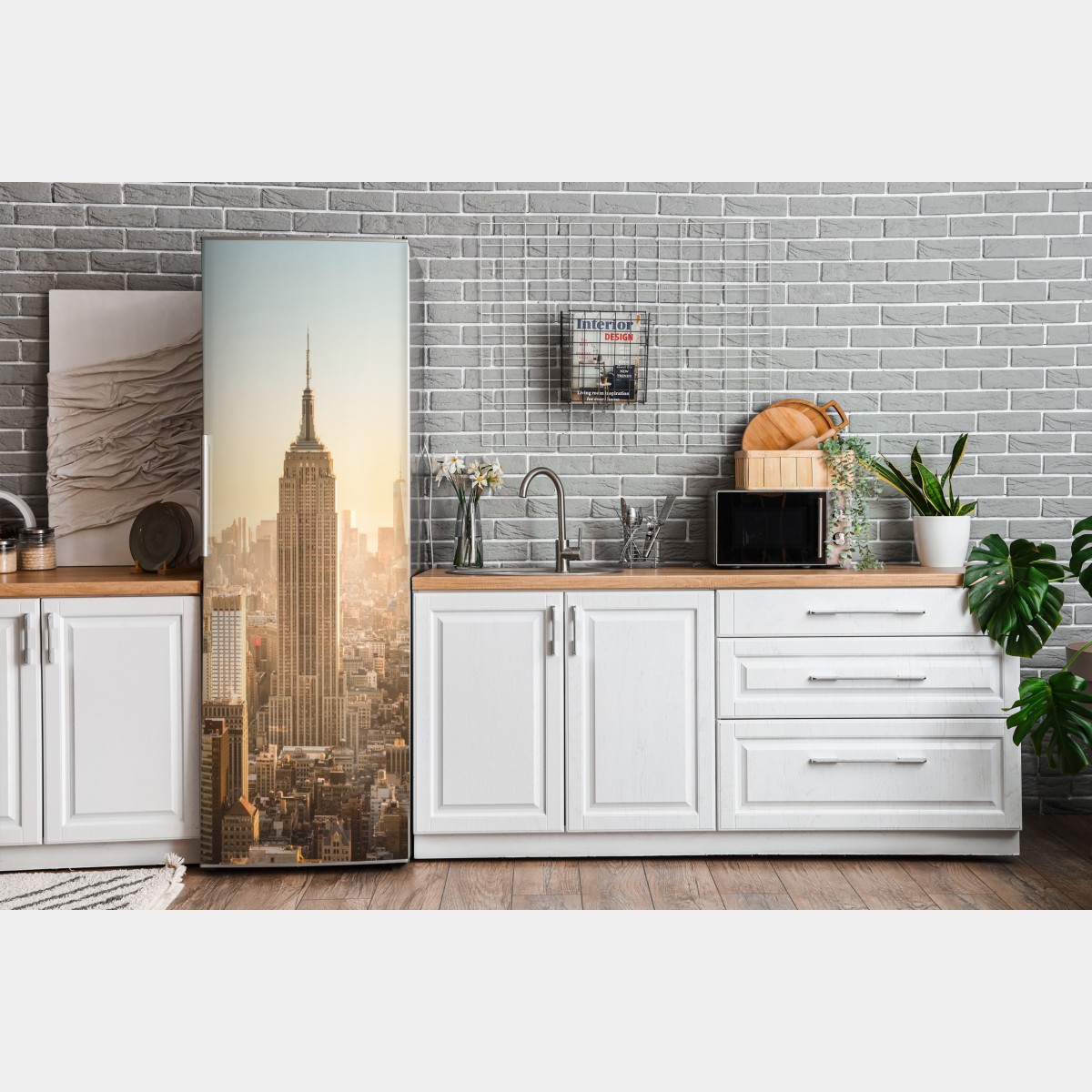 Naklejka na lodówkę panorama Nowego Jorku o złotej porze – Wallissimo® Naklejka na lodówkę panorama Nowego Jorku o złotej porze – Wallissimo®