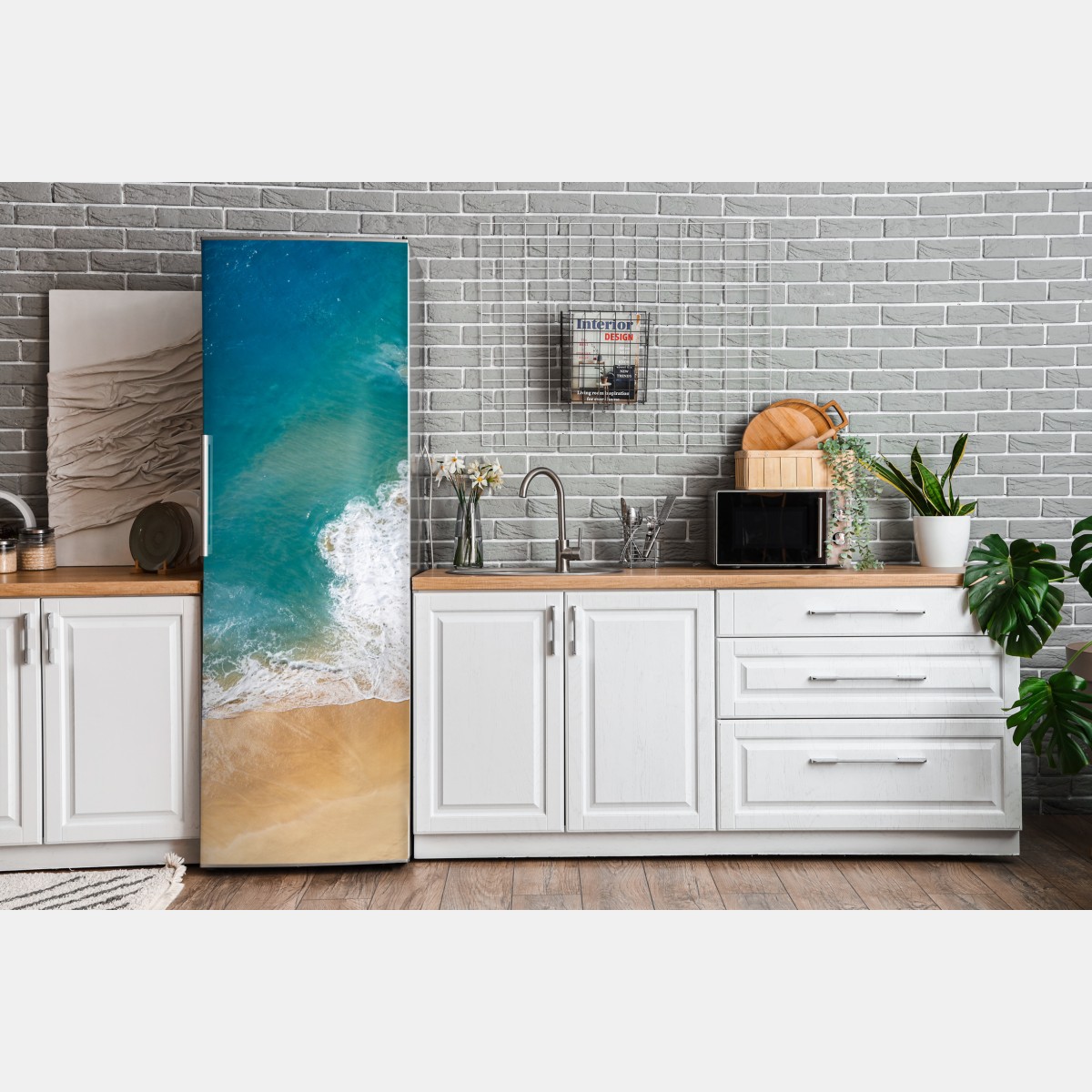 Naklejka na lodówkę widok lotniczy turkusowej plaży – Wallissimo® Naklejka na lodówkę widok lotniczy turkusowej plaży – Wallissimo®