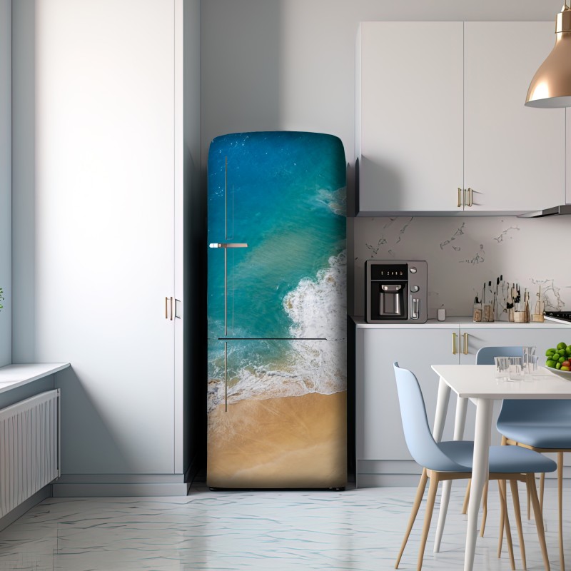 Naklejka na lodówkę widok lotniczy turkusowej plaży – Wallissimo® Naklejka na lodówkę widok lotniczy turkusowej plaży – Wallissimo®