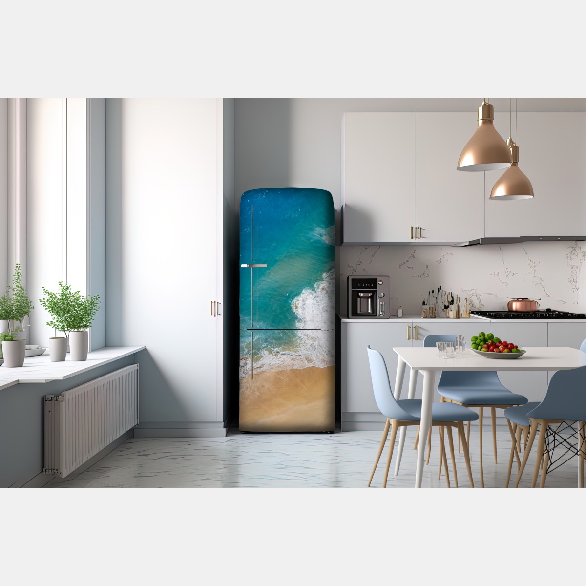 Naklejka na lodówkę widok lotniczy turkusowej plaży – Wallissimo® Naklejka na lodówkę widok lotniczy turkusowej plaży – Wallissimo®