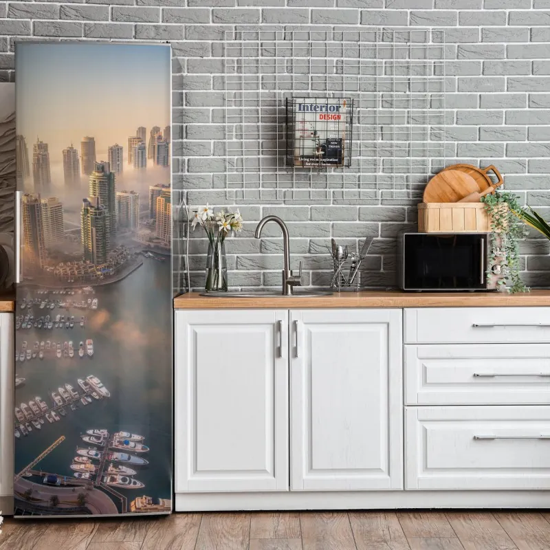 Naklejka na lodówkę ornamentalny złoty wzór chmur – Wallissimo®