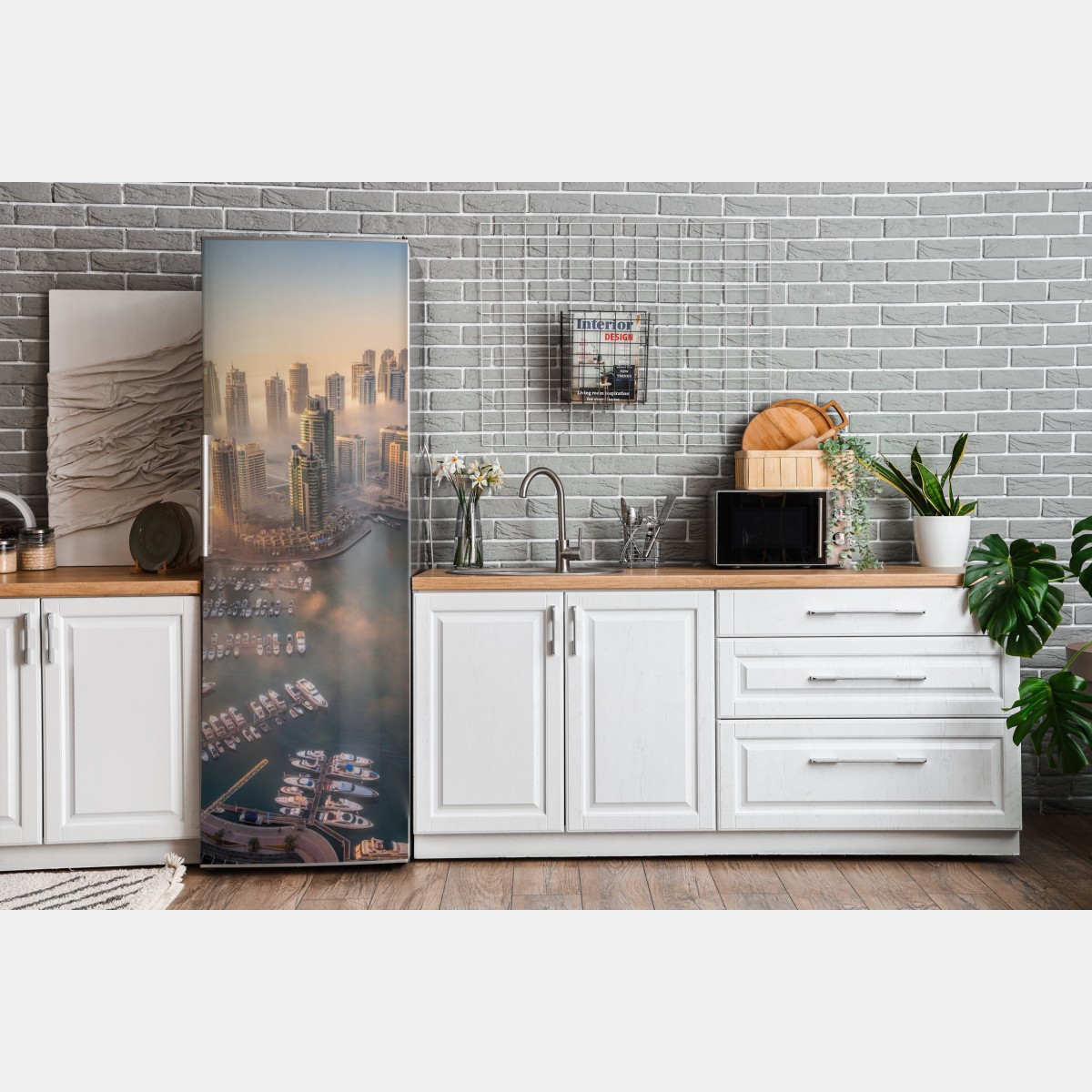 Naklejka na lodówkę Dubaj marina zachód słońca – Wallissimo® Naklejka na lodówkę Dubaj marina zachód słońca – Wallissimo®
