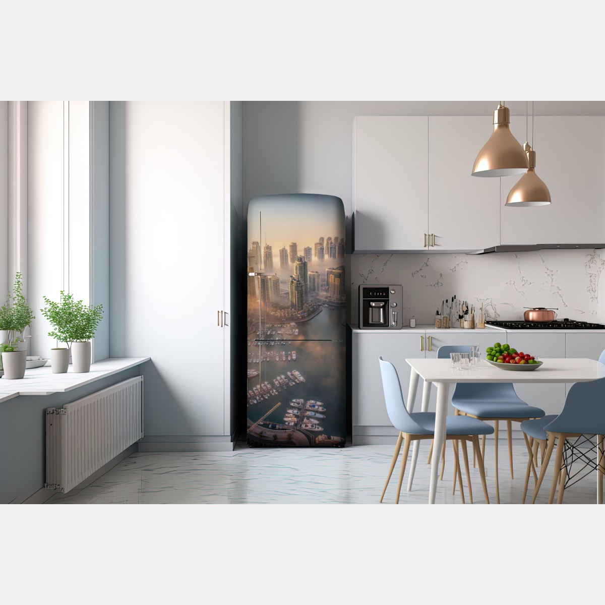 Naklejka na lodówkę Dubaj marina zachód słońca – Wallissimo® Naklejka na lodówkę Dubaj marina zachód słońca – Wallissimo®