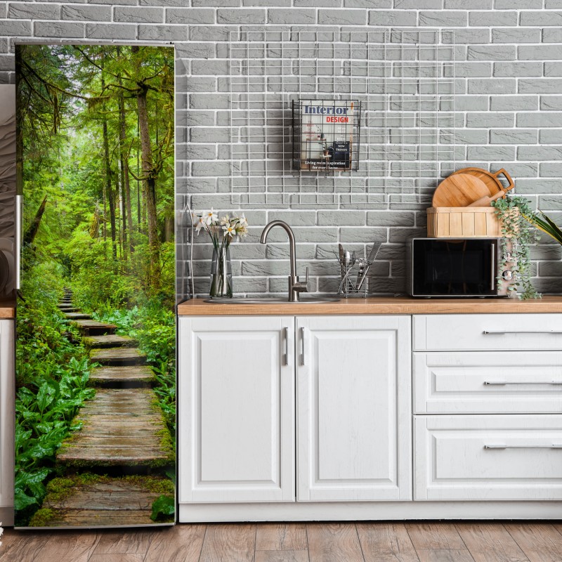 Naklejka na lodówkę delikatny turkusowy wzór liści – Wallissimo®