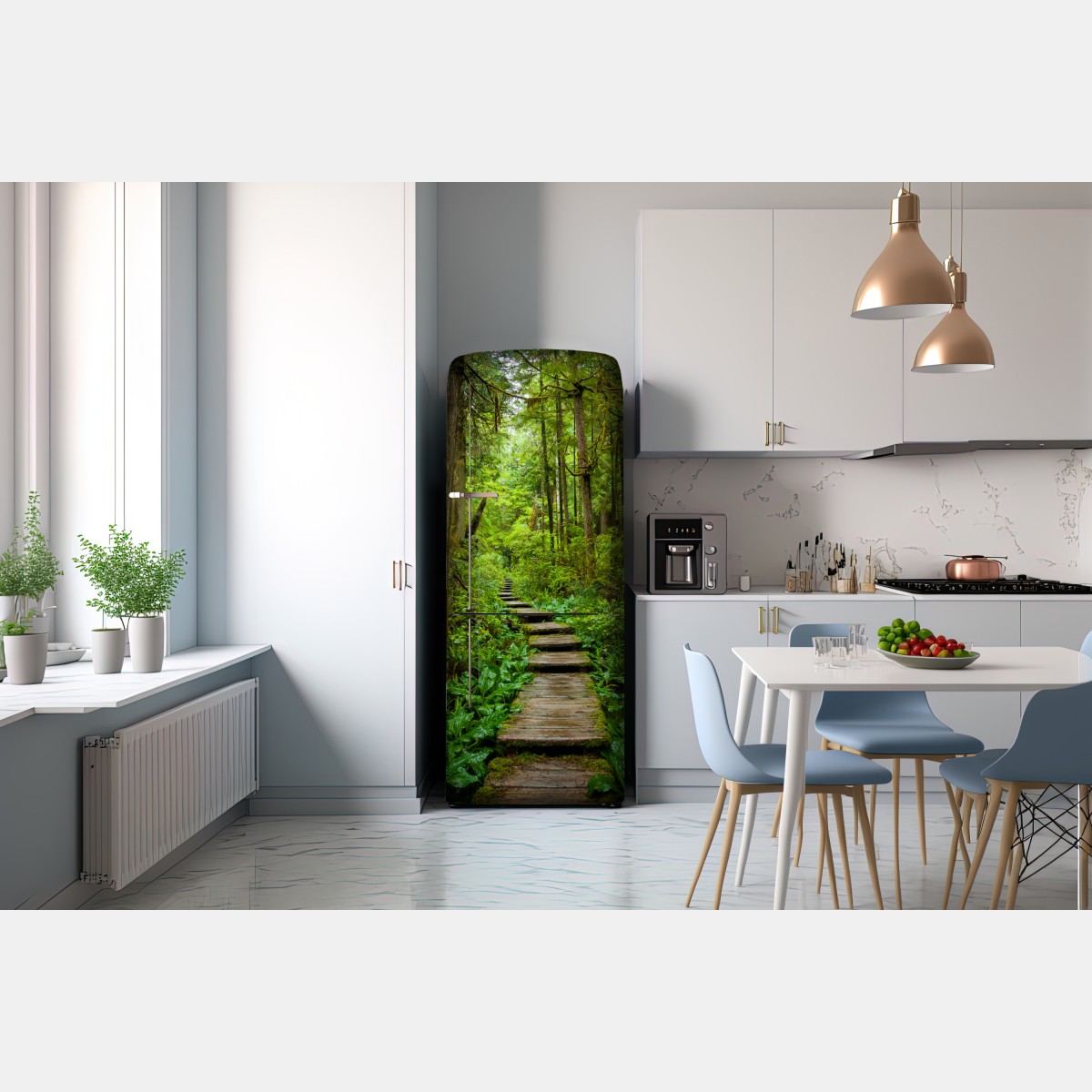 Naklejka na lodówkę spokojna leśna kładka – Wallissimo® Naklejka na lodówkę spokojna leśna kładka – Wallissimo®