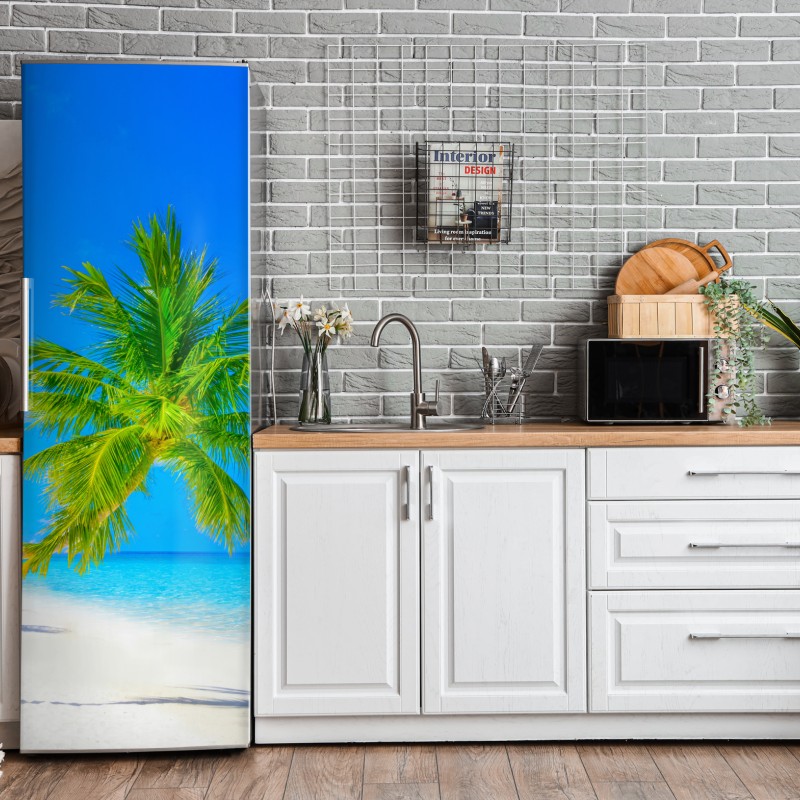 Naklejka na lodówkę turkusowy wzór łusek z złotymi detalami – Wallissimo®