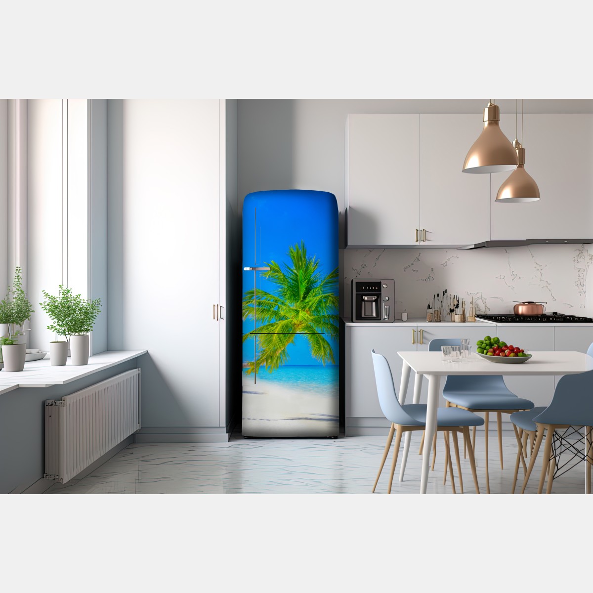 Naklejka na lodówkę rajska plaża na Malediwach – Wallissimo® Naklejka na lodówkę rajska plaża na Malediwach – Wallissimo®