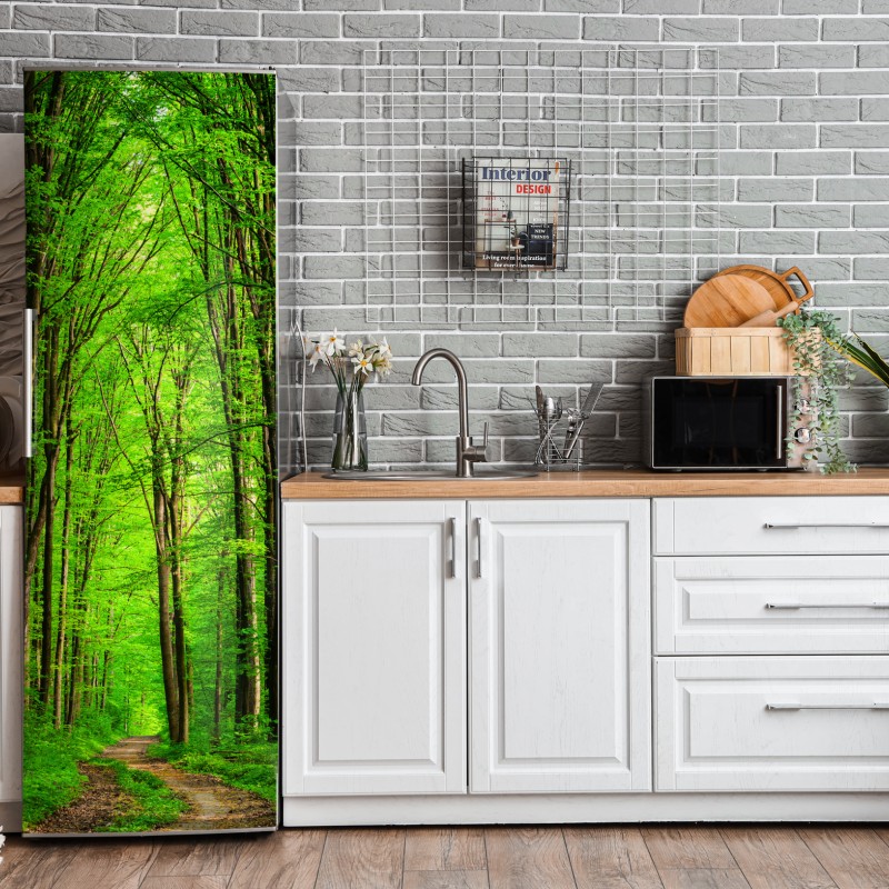 Naklejka na lodówkę luksusowy złoty wzór kwiatowy na granacie – Wallissimo®