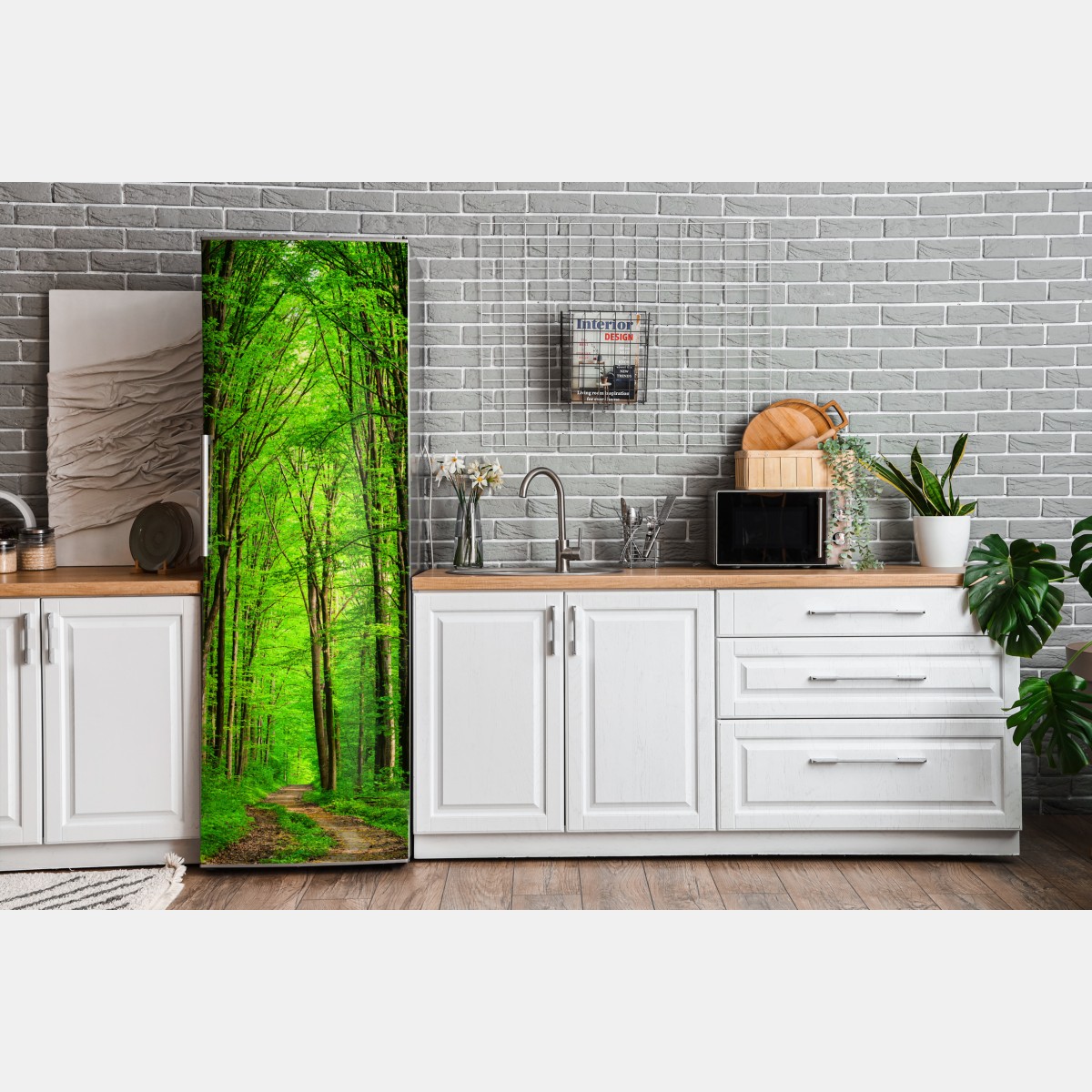 Naklejka na lodówkę bujna zielona leśna ścieżka – Wallissimo® Naklejka na lodówkę bujna zielona leśna ścieżka – Wallissimo®