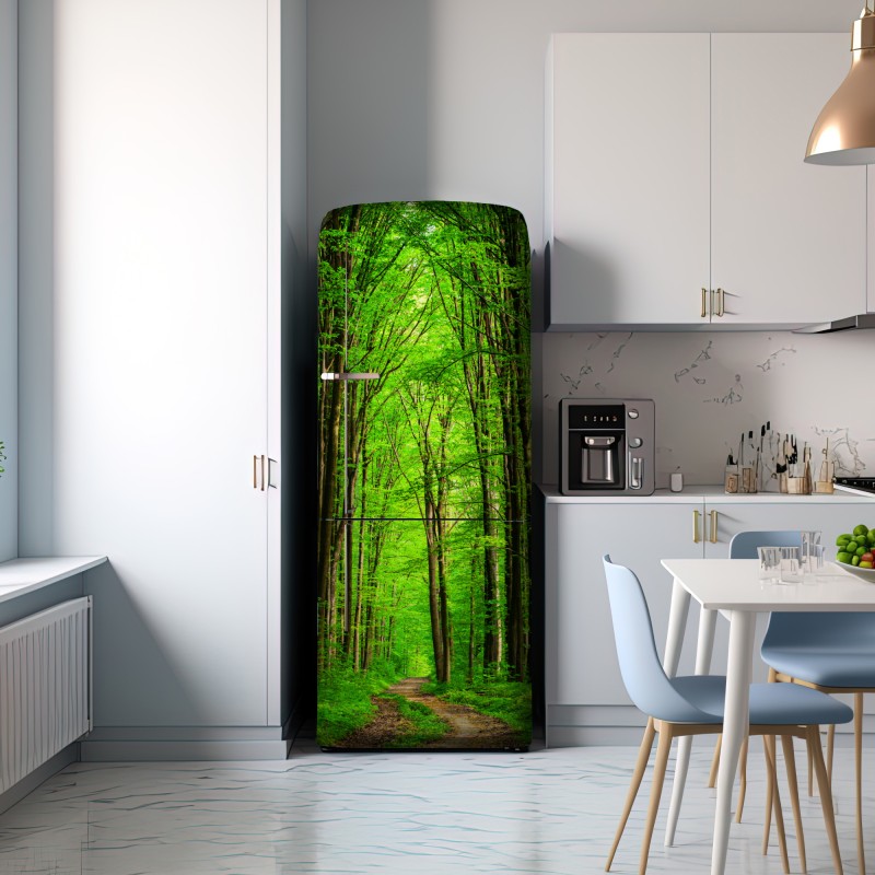 Naklejka na lodówkę bujna zielona leśna ścieżka – Wallissimo® Naklejka na lodówkę bujna zielona leśna ścieżka – Wallissimo®