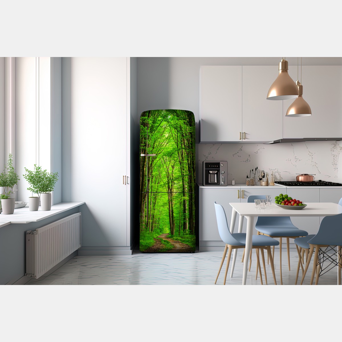 Naklejka na lodówkę bujna zielona leśna ścieżka – Wallissimo® Naklejka na lodówkę bujna zielona leśna ścieżka – Wallissimo®