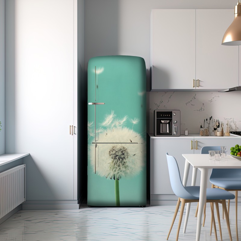 Naklejka na lodówkę trzy dmuchawce na turkusowym tle – Wallissimo® Naklejka na lodówkę trzy dmuchawce na turkusowym tle – Wallissimo®