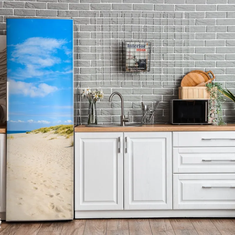 Naklejka na lodówkę zachód słońca nad wydmami Grace Bay – Wallissimo®