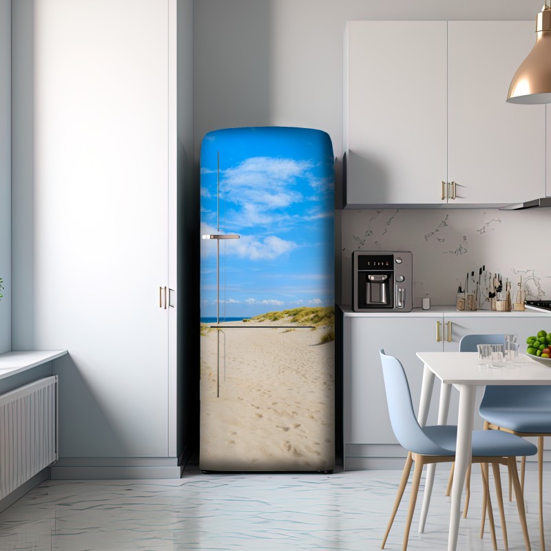 Naklejka na lodówkę spokojne wydmy Sylt z latarnią morską – Wallissimo® Naklejka na lodówkę spokojne wydmy Sylt z latarnią morską – Wallissimo®