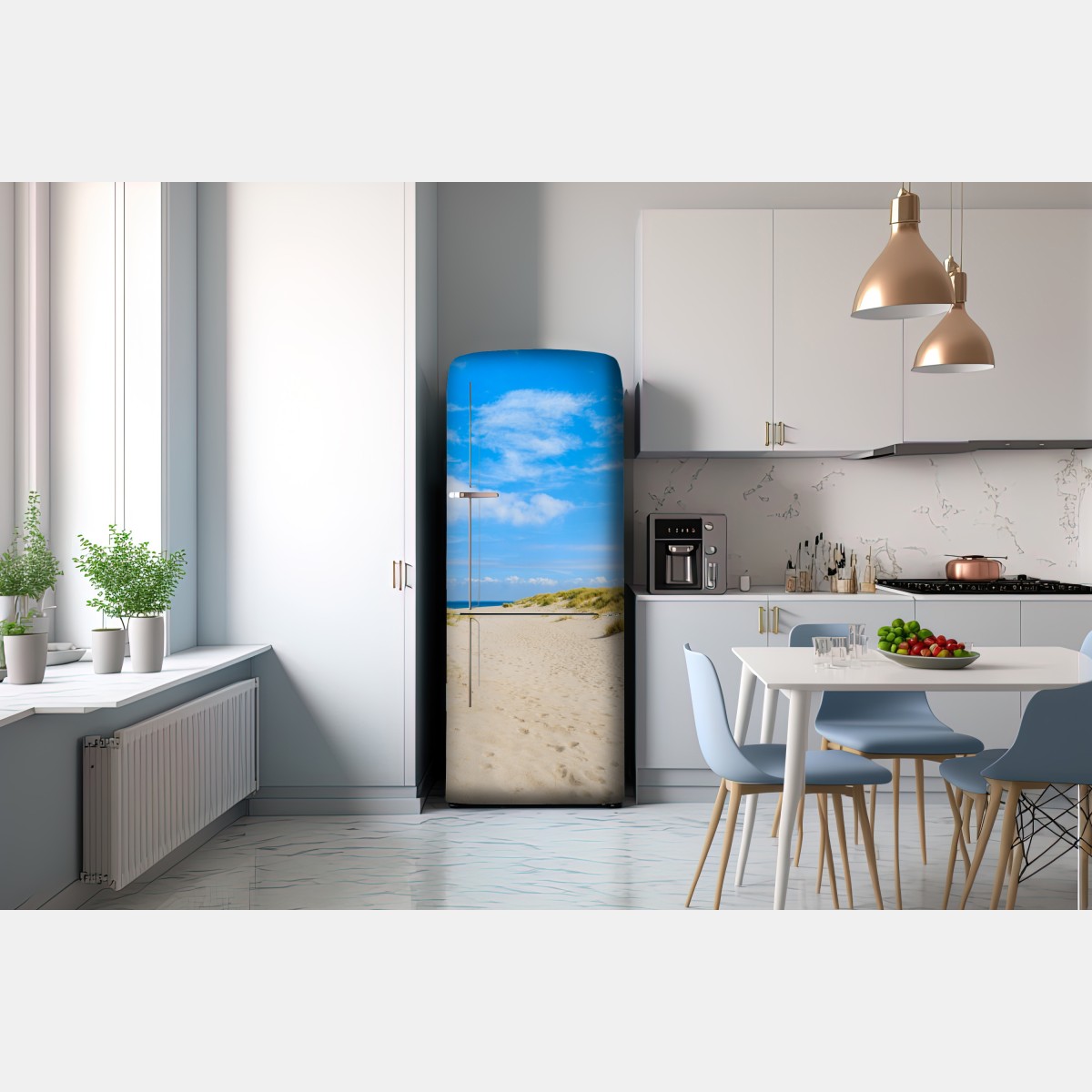 Naklejka na lodówkę spokojne wydmy Sylt z latarnią morską – Wallissimo® Naklejka na lodówkę spokojne wydmy Sylt z latarnią morską – Wallissimo®