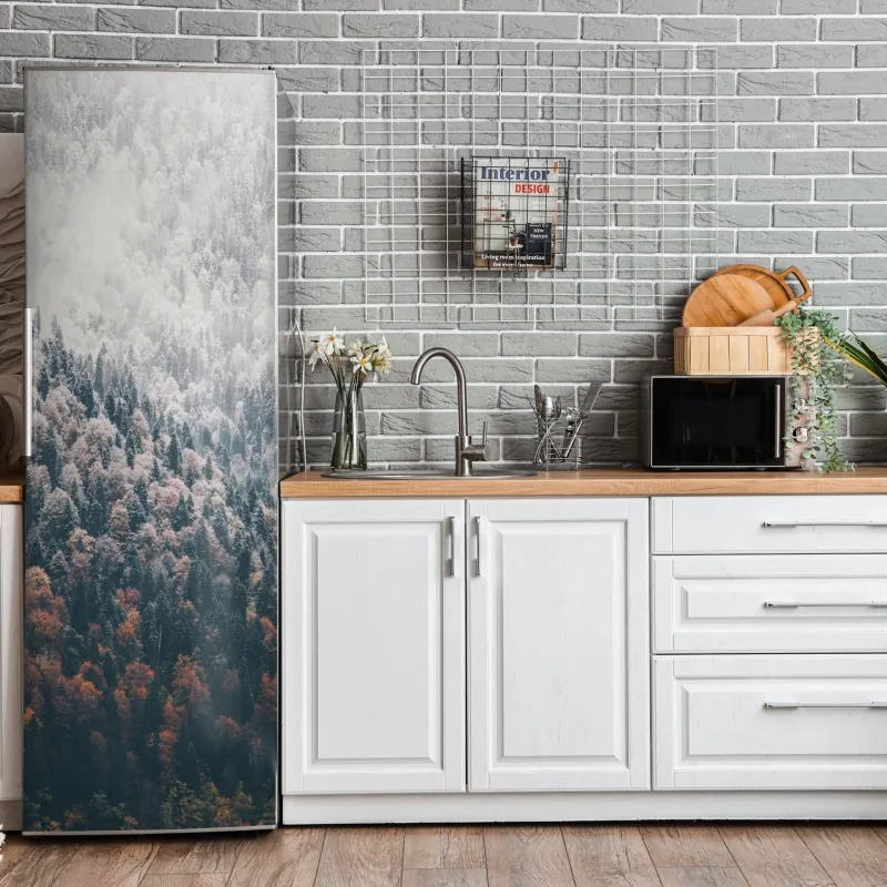 Naklejka na lodówkę luksusowy złoty wzór kwiatowy na granacie – Wallissimo®