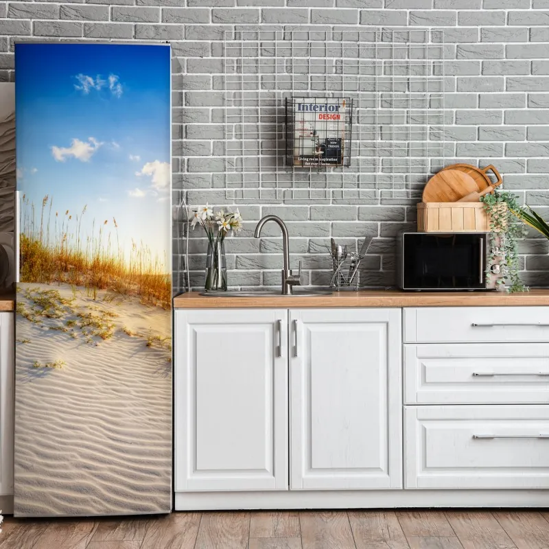 Naklejka na lodówkę zachód słońca nad wydmami Grace Bay