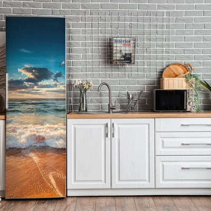 Naklejka na lodówkę zachód słońca nad wydmami Grace Bay – Wallissimo®