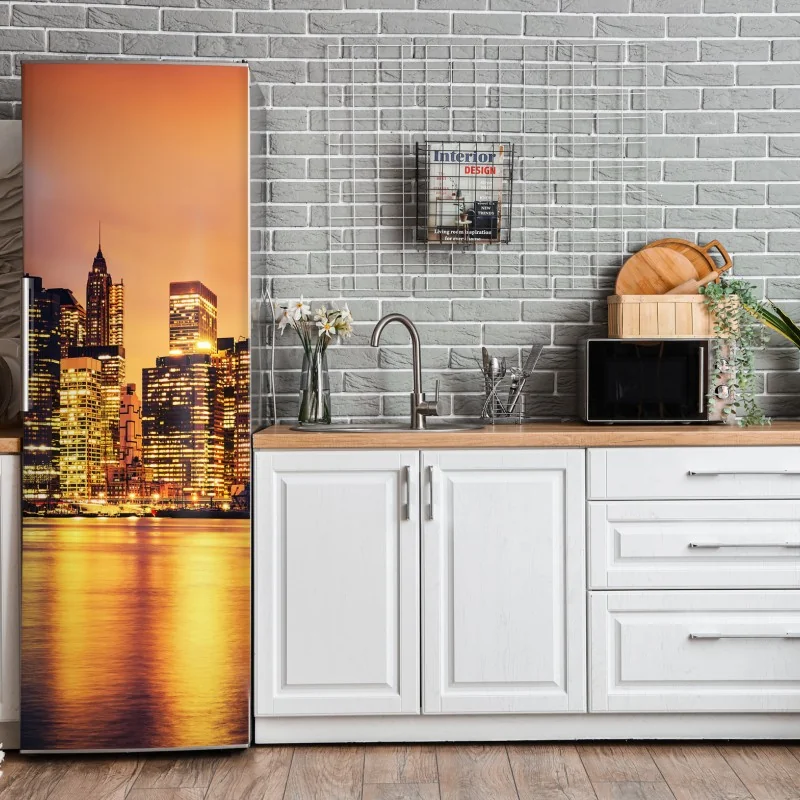 Naklejka na lodówkę pastelowy turkusowy wzór kwiatowy na miętowym tle – Wallissimo®