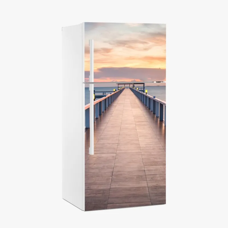 Naklejka na lodówkę molo o zachodzie słońca