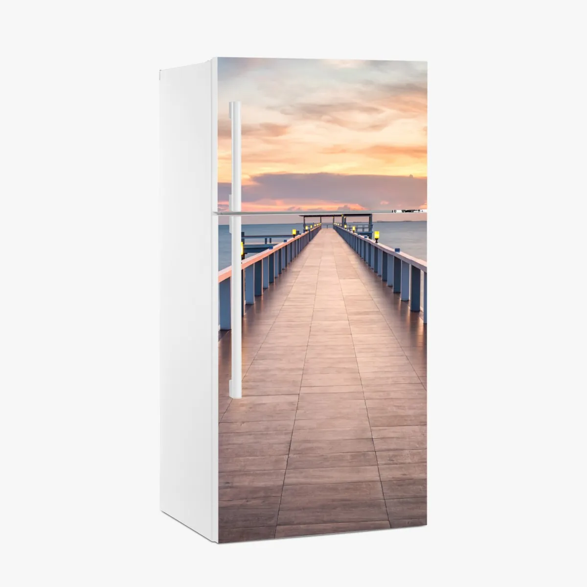 Naklejka na lodówkę molo o zachodzie słońca – Wallissimo® Naklejka na lodówkę molo o zachodzie słońca – Wallissimo®